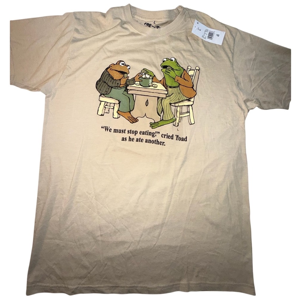 Frog and Toad Together Tan Graphic T-Shirt Arnold Lobel  Mens Large NEW